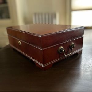 Wood and Velvet Jewelry Box - Key included!